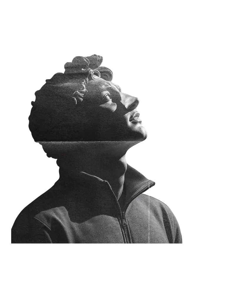 Young Men Statue Looking Up